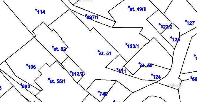 Parcela st. 51 v KÚ Bítov u Bílovce, Katastrální mapa