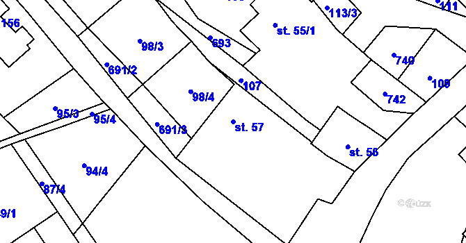 Parcela st. 57 v KÚ Bítov u Bílovce, Katastrální mapa