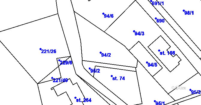 Parcela st. 94/2 v KÚ Bítov u Bílovce, Katastrální mapa