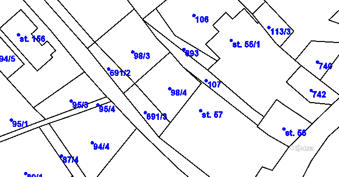 Parcela st. 98/4 v KÚ Bítov u Bílovce, Katastrální mapa