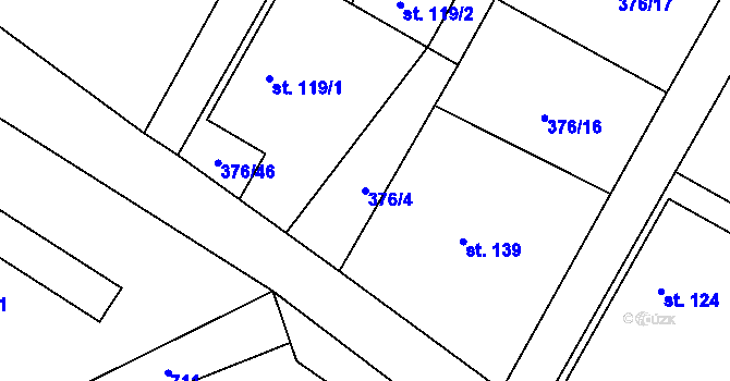 Parcela st. 376/4 v KÚ Bítov u Bílovce, Katastrální mapa