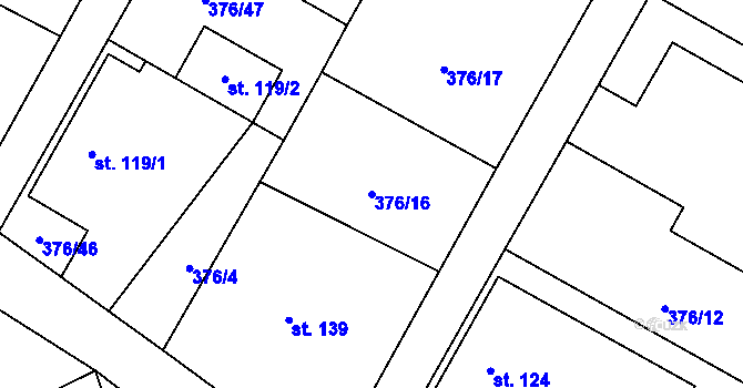Parcela st. 376/16 v KÚ Bítov u Bílovce, Katastrální mapa
