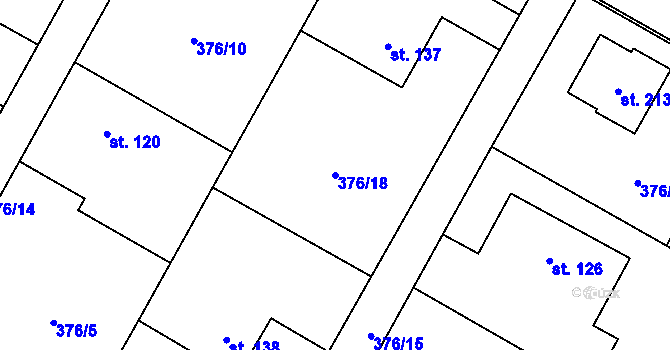 Parcela st. 376/18 v KÚ Bítov u Bílovce, Katastrální mapa