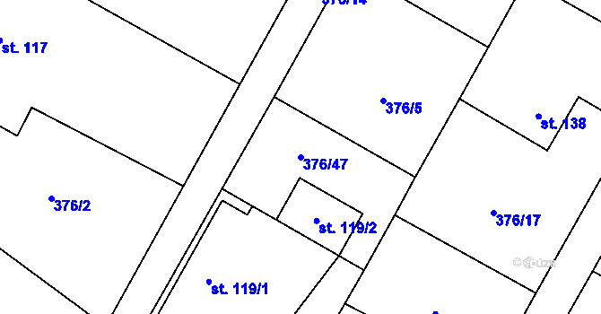 Parcela st. 376/47 v KÚ Bítov u Bílovce, Katastrální mapa