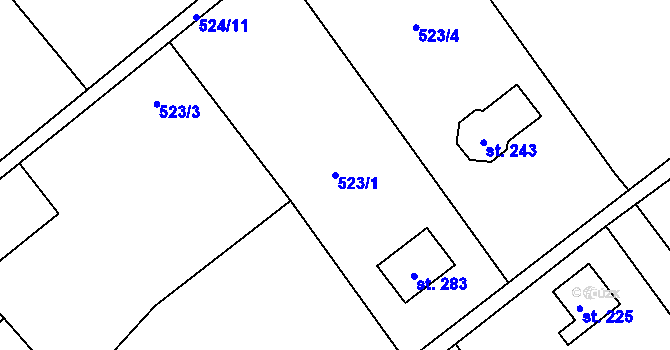 Parcela st. 523/1 v KÚ Bítov u Bílovce, Katastrální mapa