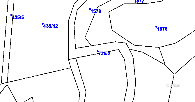 Parcela st. 735/2 v KÚ Bítov u Bílovce, Katastrální mapa