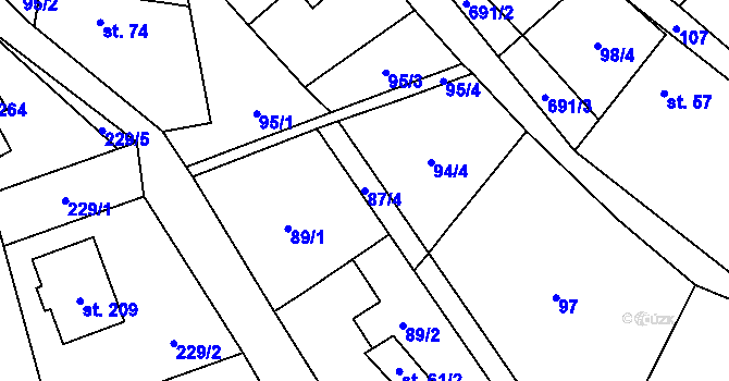 Parcela st. 87/4 v KÚ Bítov u Bílovce, Katastrální mapa