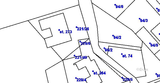 Parcela st. 229/6 v KÚ Bítov u Bílovce, Katastrální mapa