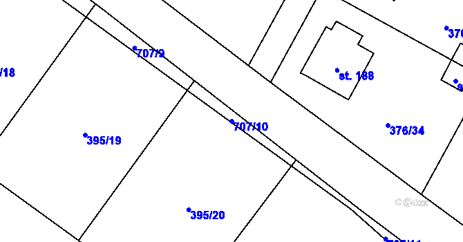 Parcela st. 707/10 v KÚ Bítov u Bílovce, Katastrální mapa