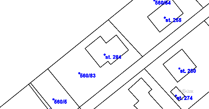 Parcela st. 284 v KÚ Bítov u Bílovce, Katastrální mapa