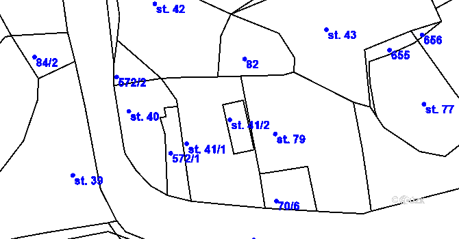 Parcela st. 41/2 v KÚ Bítovany, Katastrální mapa