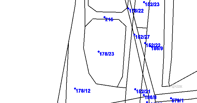 Parcela st. 178/23 v KÚ Bítovany, Katastrální mapa