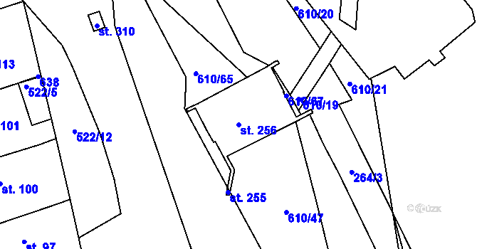 Parcela st. 256 v KÚ Bítovany, Katastrální mapa