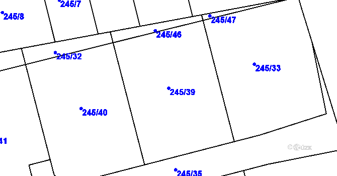Parcela st. 245/39 v KÚ Bítovany, Katastrální mapa