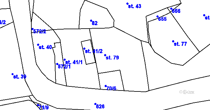 Parcela st. 79 v KÚ Bítovany, Katastrální mapa