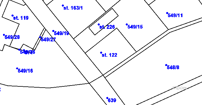 Parcela st. 122 v KÚ Bítovany, Katastrální mapa