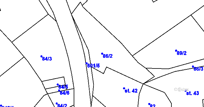 Parcela st. 86/2 v KÚ Bítovany, Katastrální mapa