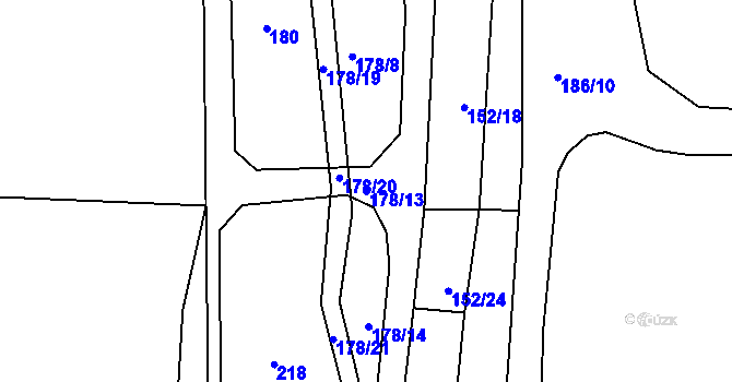 Parcela st. 178/13 v KÚ Bítovany, Katastrální mapa