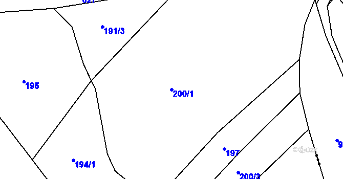 Parcela st. 200/1 v KÚ Bítovany, Katastrální mapa