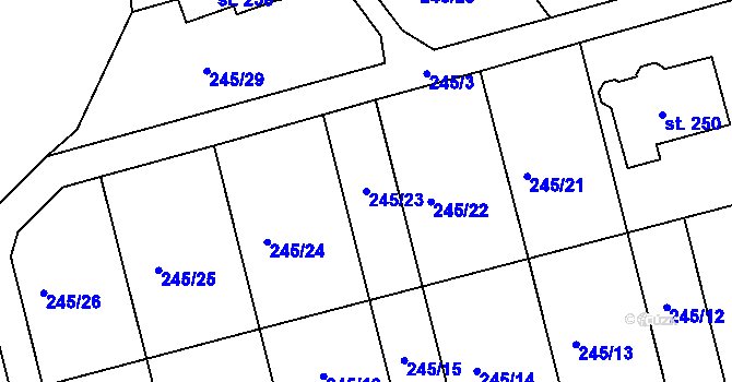 Parcela st. 245/23 v KÚ Bítovany, Katastrální mapa