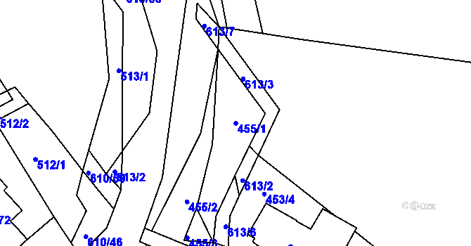 Parcela st. 455/1 v KÚ Bítovany, Katastrální mapa