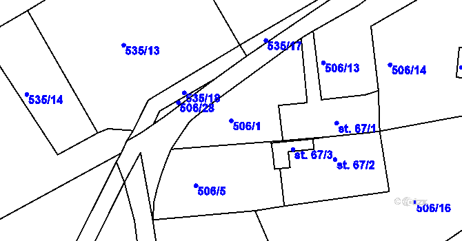 Parcela st. 506/1 v KÚ Bítovany, Katastrální mapa