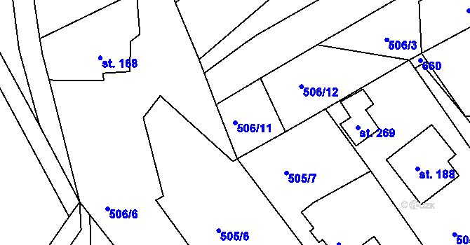 Parcela st. 506/11 v KÚ Bítovany, Katastrální mapa
