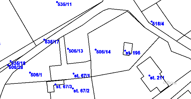 Parcela st. 506/14 v KÚ Bítovany, Katastrální mapa