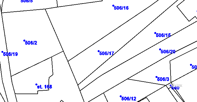 Parcela st. 506/17 v KÚ Bítovany, Katastrální mapa