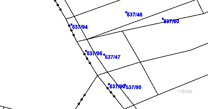 Parcela st. 537/47 v KÚ Bítovany, Katastrální mapa