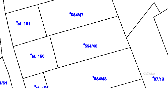 Parcela st. 554/46 v KÚ Bítovany, Katastrální mapa