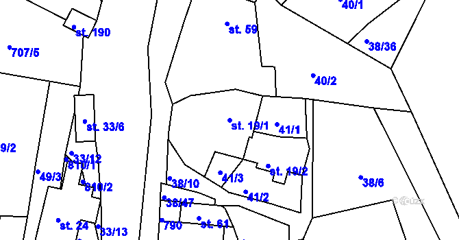 Parcela st. 19/1 v KÚ Horní Bítovčice, Katastrální mapa