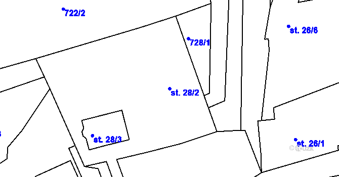 Parcela st. 28/2 v KÚ Horní Bítovčice, Katastrální mapa