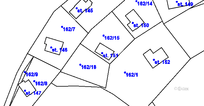 Parcela st. 151 v KÚ Horní Bítovčice, Katastrální mapa