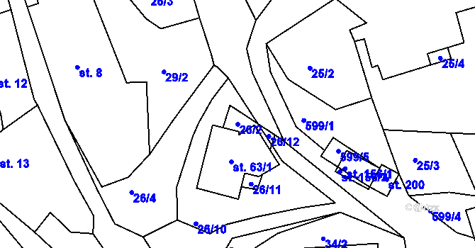 Parcela st. 26/2 v KÚ Horní Bítovčice, Katastrální mapa