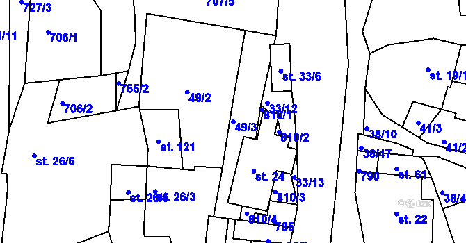 Parcela st. 49/3 v KÚ Horní Bítovčice, Katastrální mapa