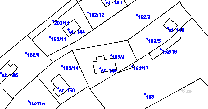 Parcela st. 162/4 v KÚ Horní Bítovčice, Katastrální mapa