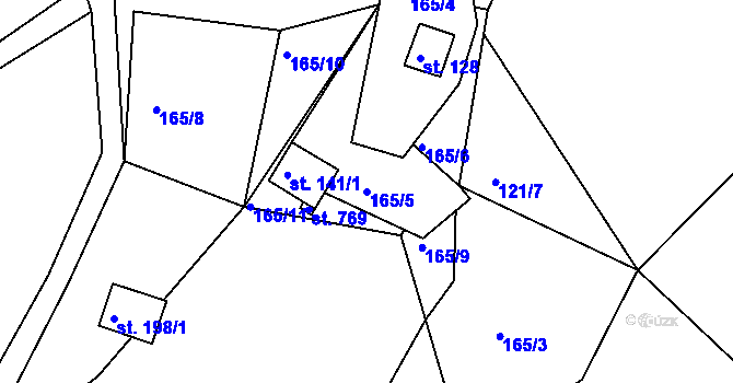 Parcela st. 165/5 v KÚ Horní Bítovčice, Katastrální mapa