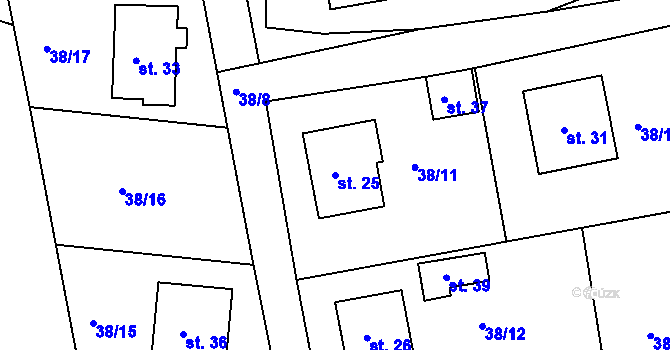 Parcela st. 25 v KÚ Dolní Bítovčice, Katastrální mapa