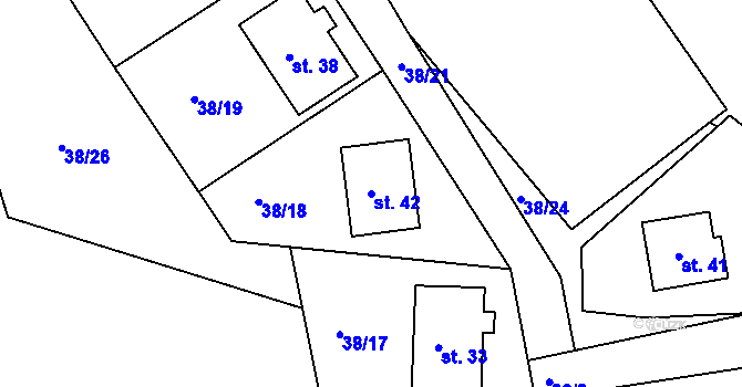 Parcela st. 42 v KÚ Dolní Bítovčice, Katastrální mapa