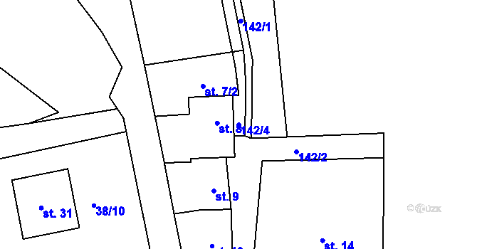 Parcela st. 142/4 v KÚ Dolní Bítovčice, Katastrální mapa