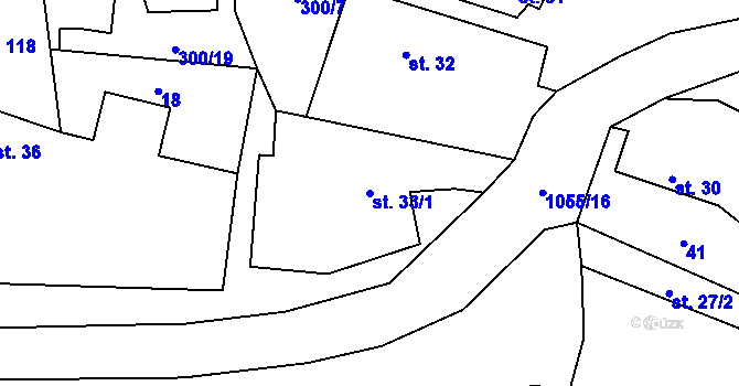 Parcela st. 33/1 v KÚ Bitozeves, Katastrální mapa