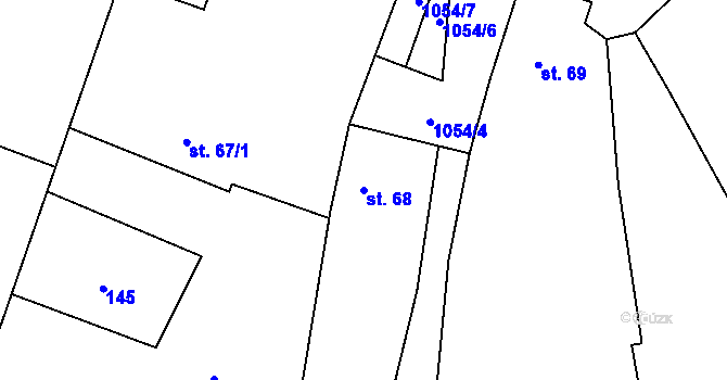 Parcela st. 68 v KÚ Bitozeves, Katastrální mapa