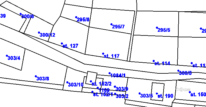 Parcela st. 117 v KÚ Bitozeves, Katastrální mapa