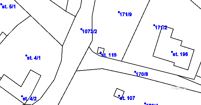 Parcela st. 119 v KÚ Bitozeves, Katastrální mapa