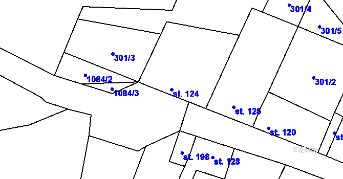 Parcela st. 124 v KÚ Bitozeves, Katastrální mapa