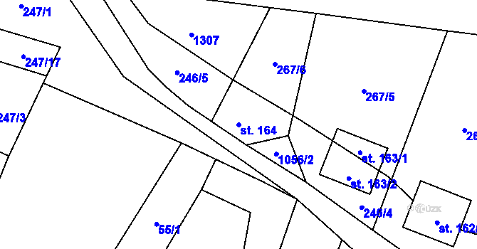Parcela st. 164 v KÚ Bitozeves, Katastrální mapa