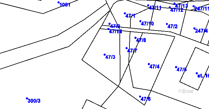 Parcela st. 47/3 v KÚ Bitozeves, Katastrální mapa