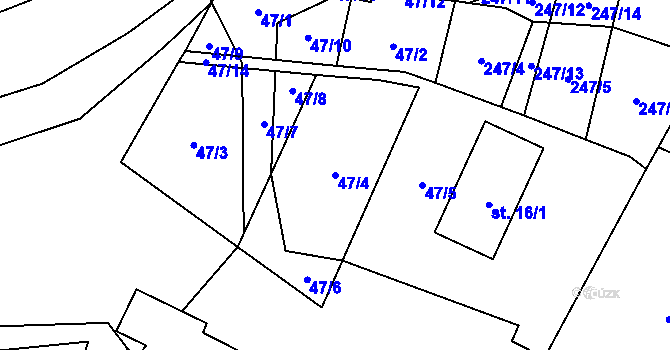 Parcela st. 47/4 v KÚ Bitozeves, Katastrální mapa