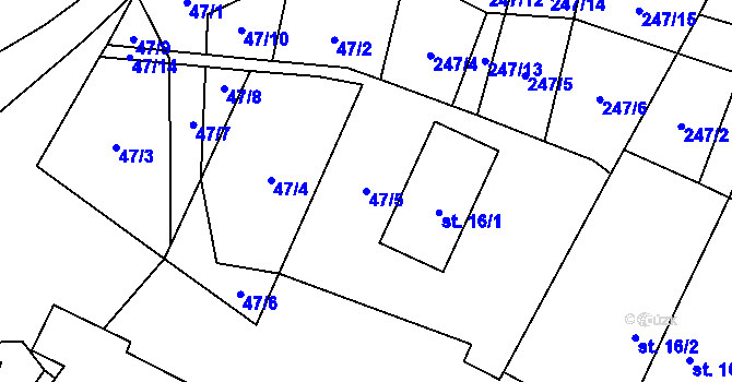 Parcela st. 47/5 v KÚ Bitozeves, Katastrální mapa